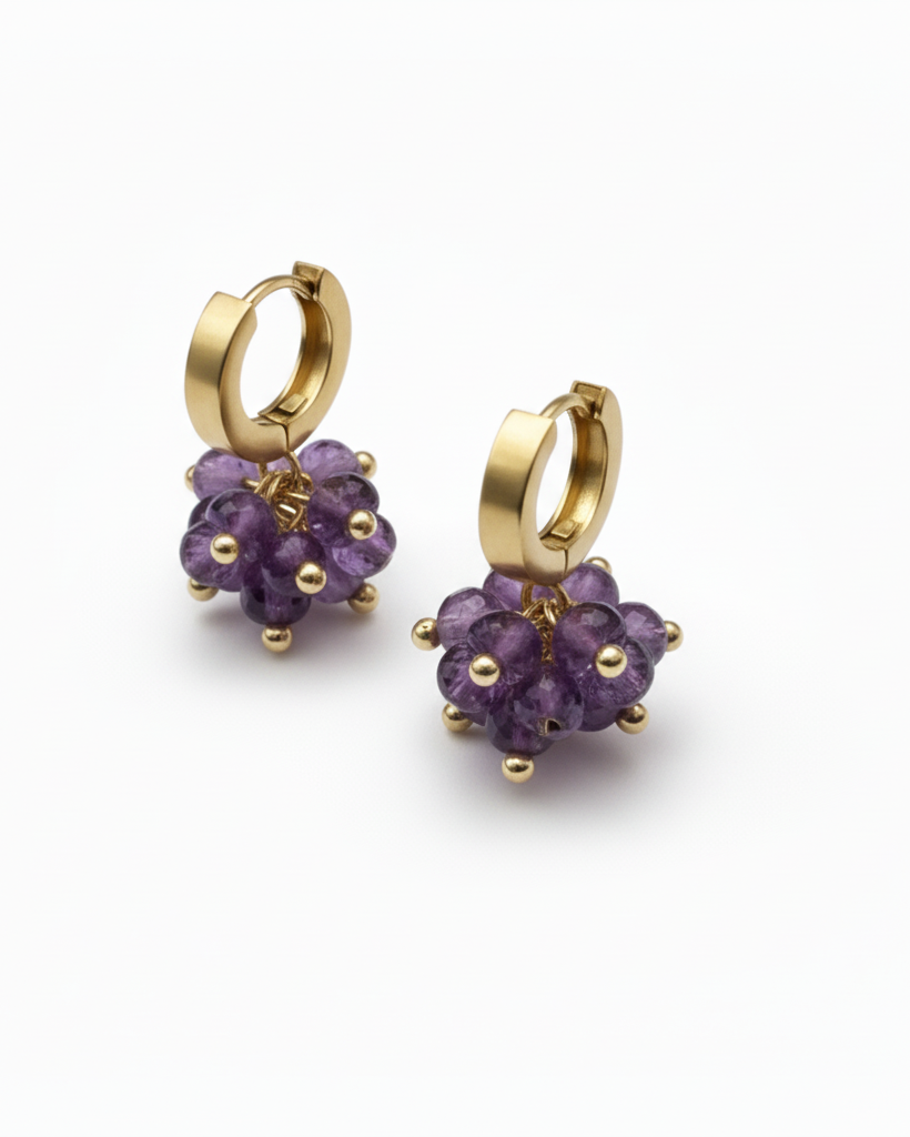 Brinco Argola Ametista Dourado