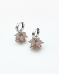 Brinco Argola Quartzo Rosa em Prata