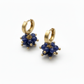 Brinco Argola Safira Azul Escuro Dourado