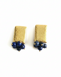 Brinco Clássico Lápis Lazuli Dourado - fundo branco limpo