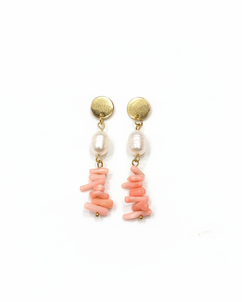 Brinco Coral Podange Pérola - fundo branco melhorado