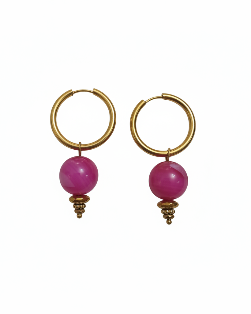 Brincos argola pink - fundo branco