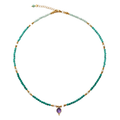 Colar Sisi Facetado Amazonita Turquesa Australiana com Pingente Roxo