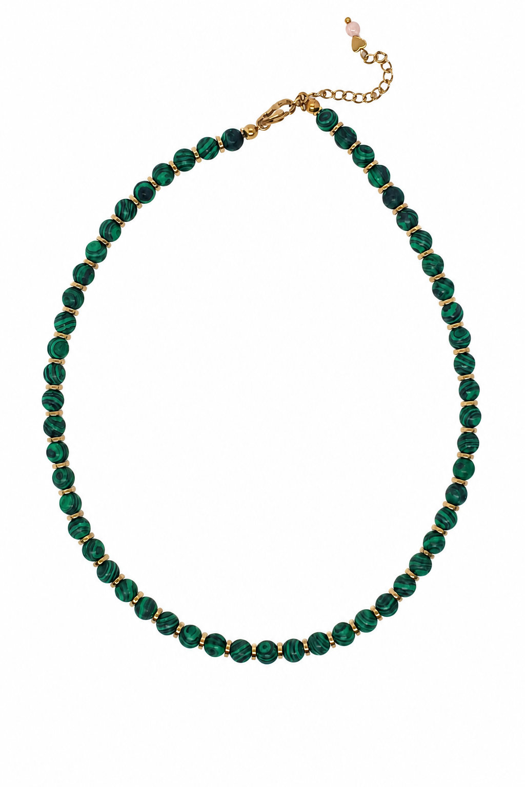 Colar Clássico Malaquita Dourado 6mm