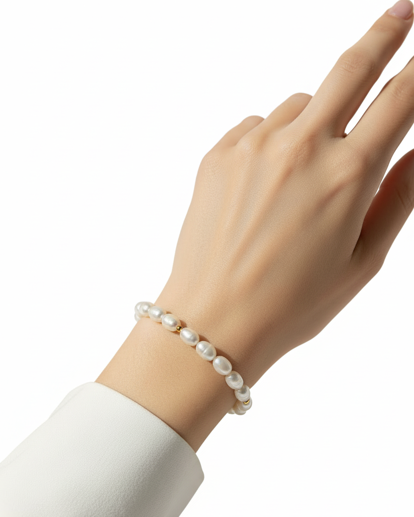 Pulseira de pérolas sem sombra