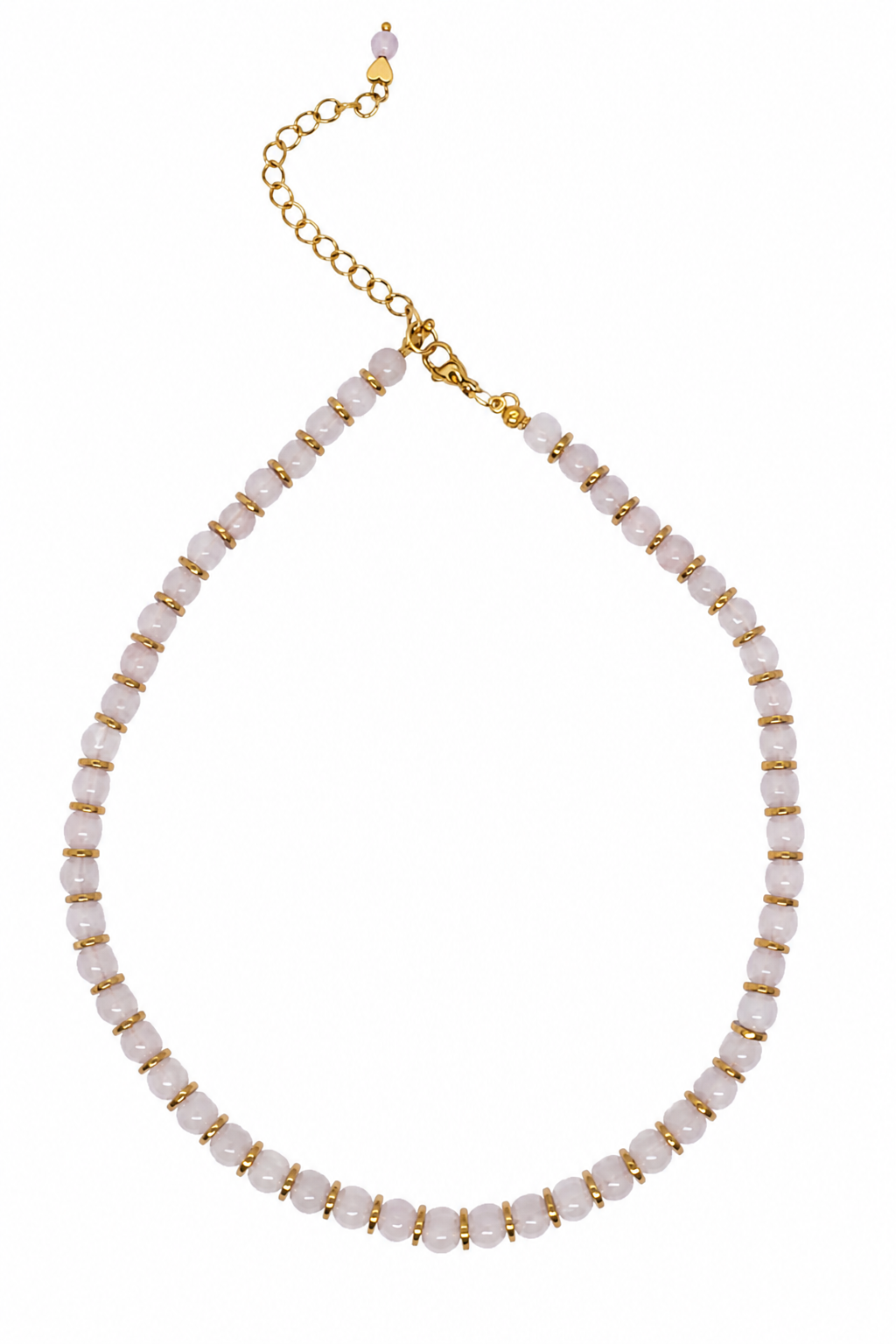 Colar Clássico Quartzo Rosa Dourado 6mm