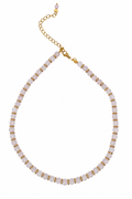 Colar Clássico Quartzo Rosa Dourado 6mm